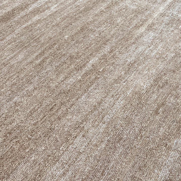 Brown Solid Textured Silk Rug - 8' x 10'