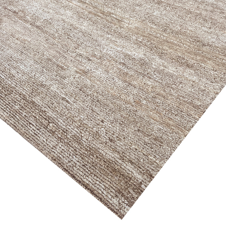 Brown Solid Textured Silk Rug - 8' x 10'