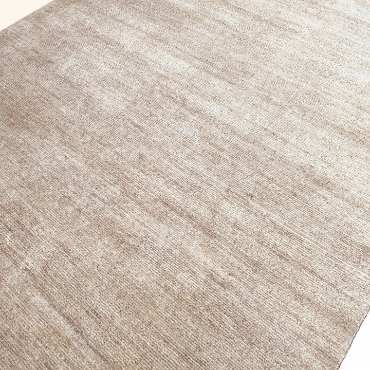 Brown Solid Textured Silk Rug - 8' x 10'
