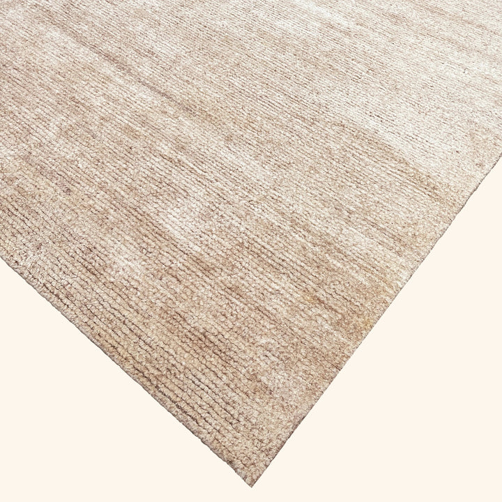 Brown Solid Textured Silk Rug - 8' x 10'