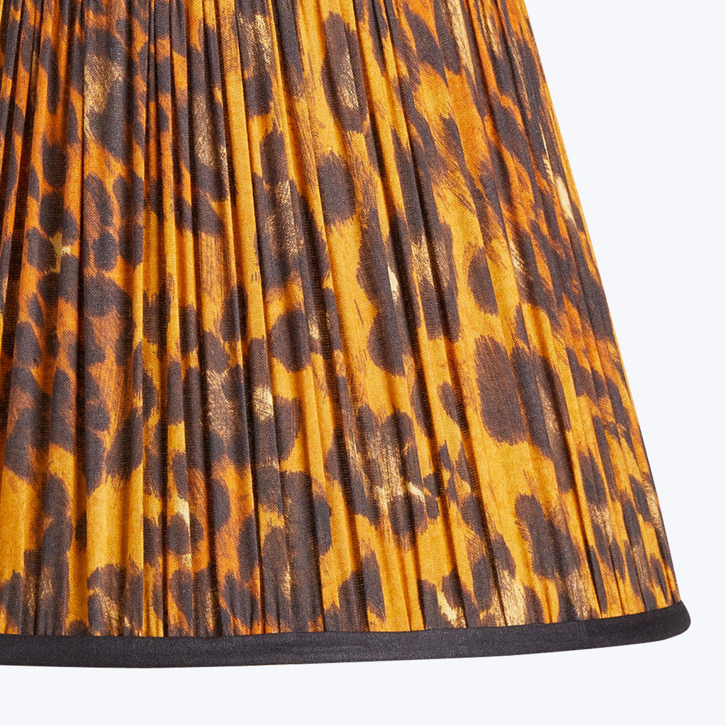 5.5" Cordless Lamp Tall Tapered Cotton Shade Classic Leopard