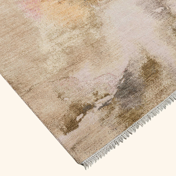 Multicolored Contemporary Silk Wool Rug  - 9' x 12'