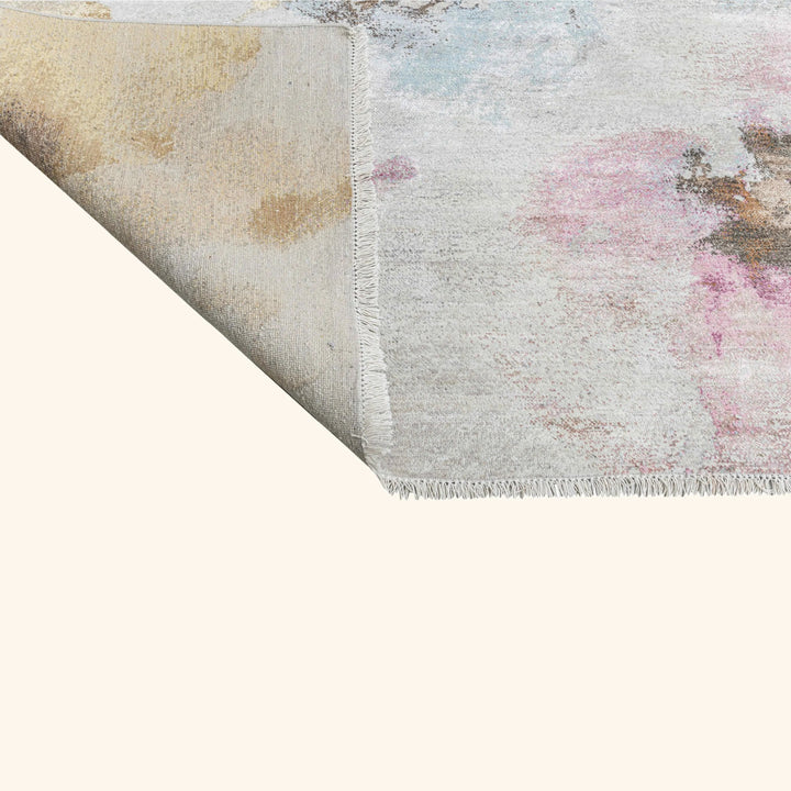 Multicolored Contemporary Silk Wool Rug  - 9' x 12'