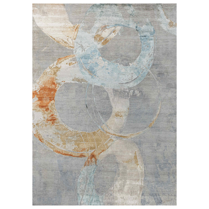 Multicolored Contemporary Silk Wool Rug  - 10' x 14'