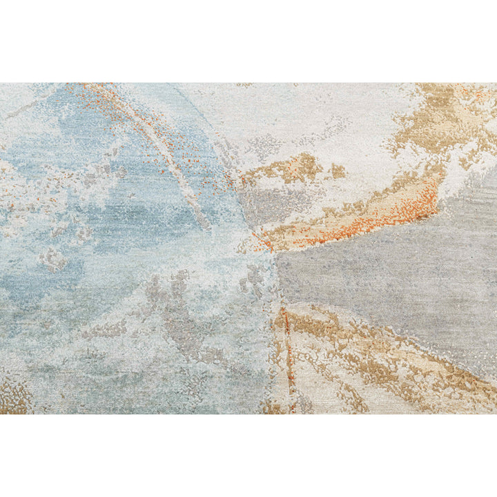 Multicolored Contemporary Silk Wool Rug  - 10' x 14'