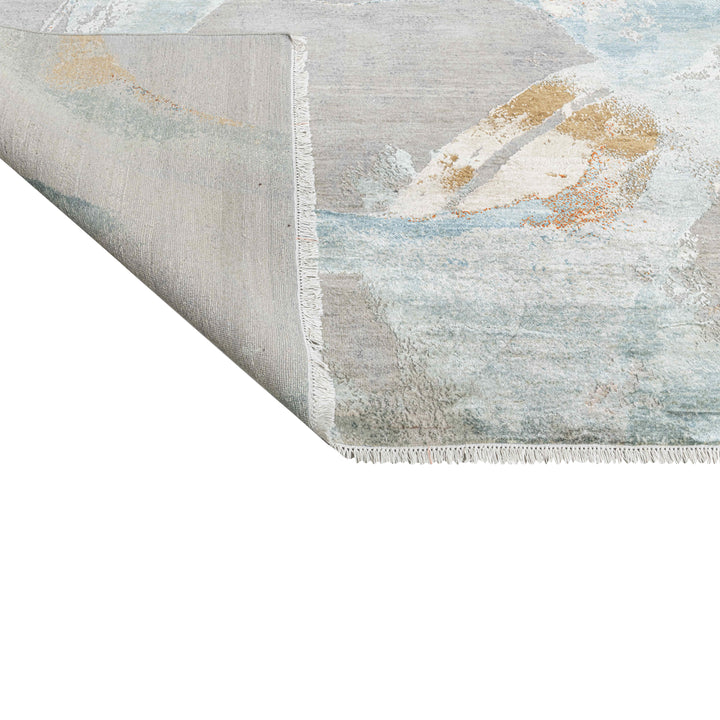 Multicolored Contemporary Silk Wool Rug  - 10' x 14'