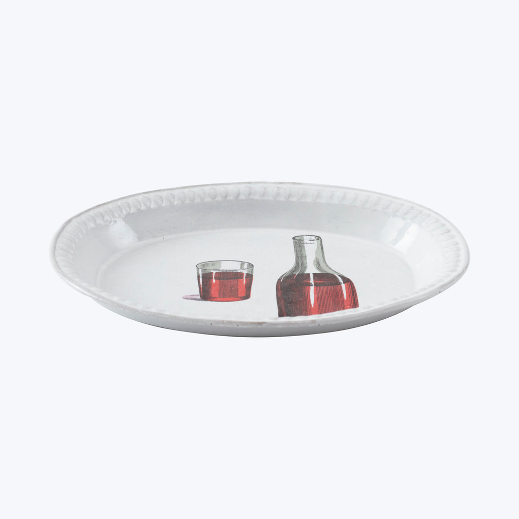 Red Wine Decanter and Glass Soup Plate