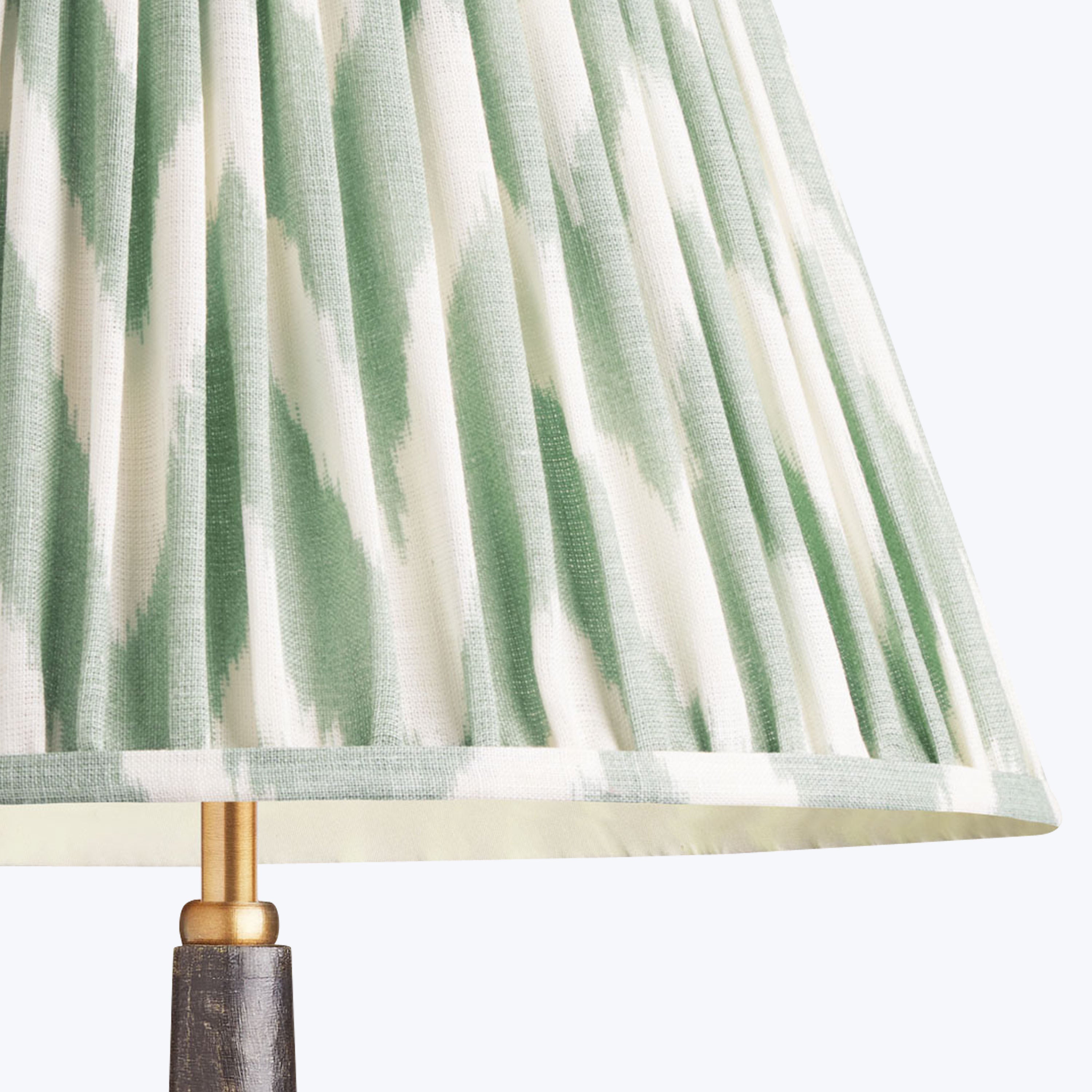 6" Cordless Lamp Empire Linen Shade Eau de Nil Zig Zag Ikat