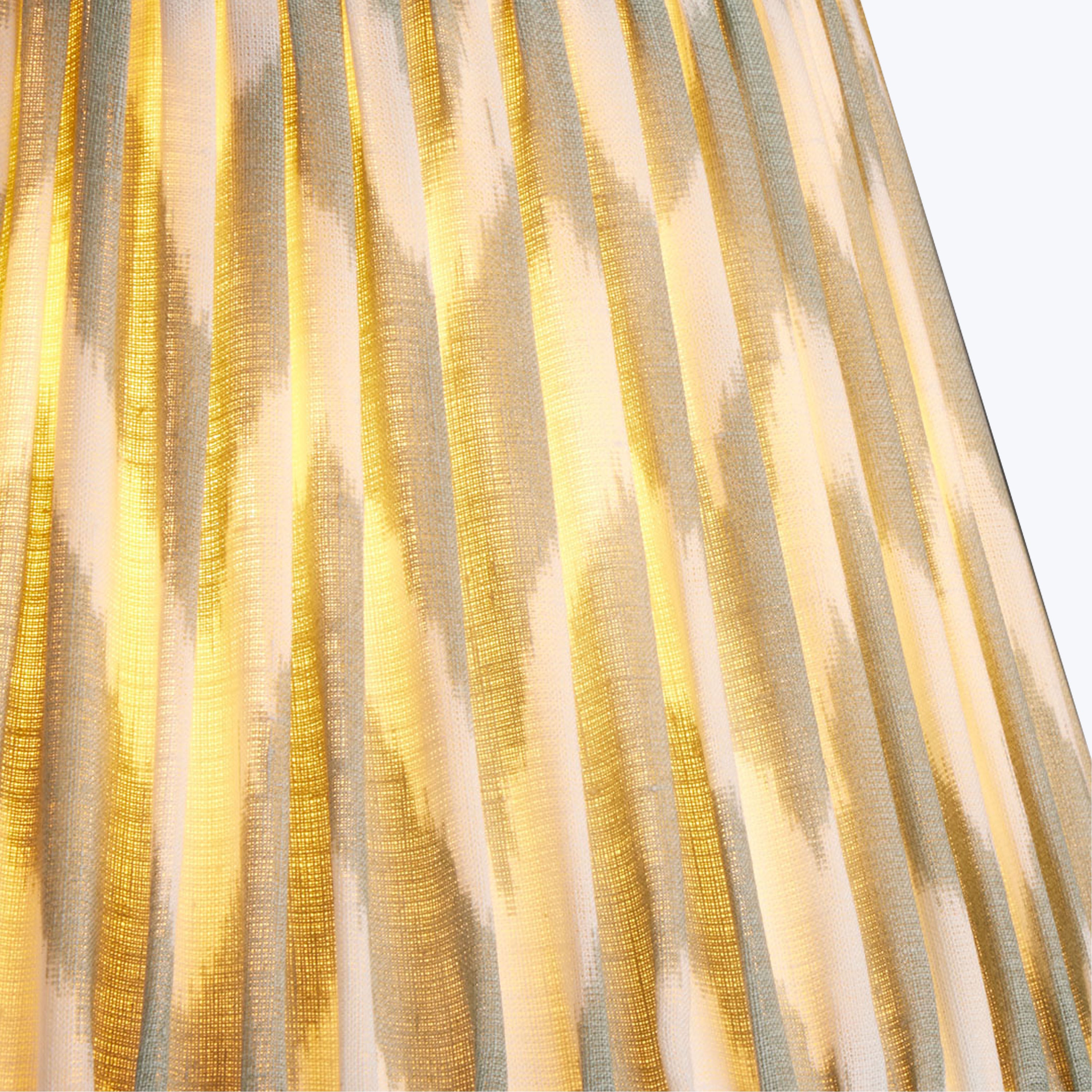 6" Cordless Lamp Empire Linen Shade Eau de Nil Zig Zag Ikat