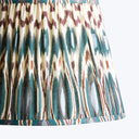 6" Cordless Lamp Empire Linen Shade Teal Heraldic Ikat