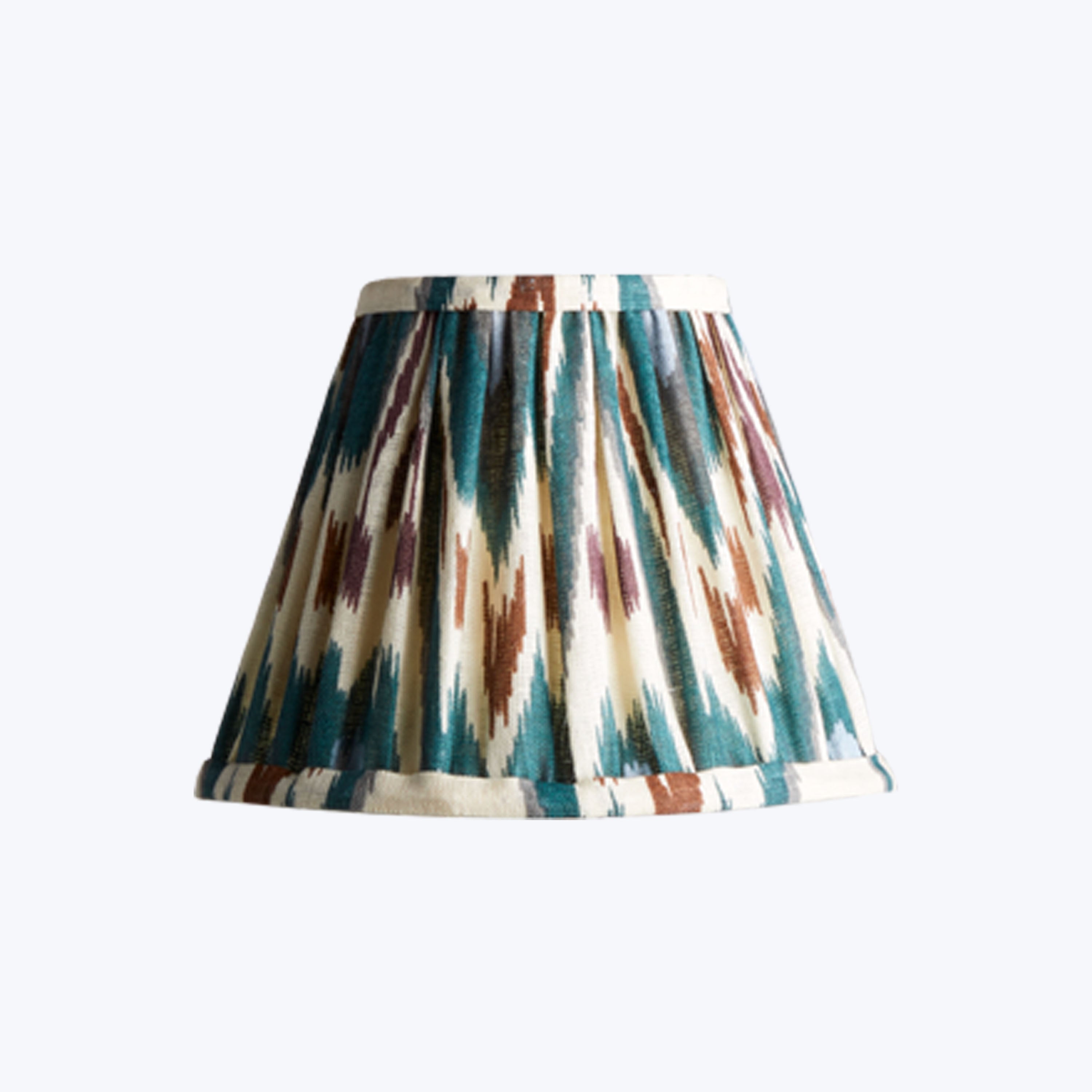 6" Cordless Lamp Empire Linen Shade Teal Heraldic Ikat