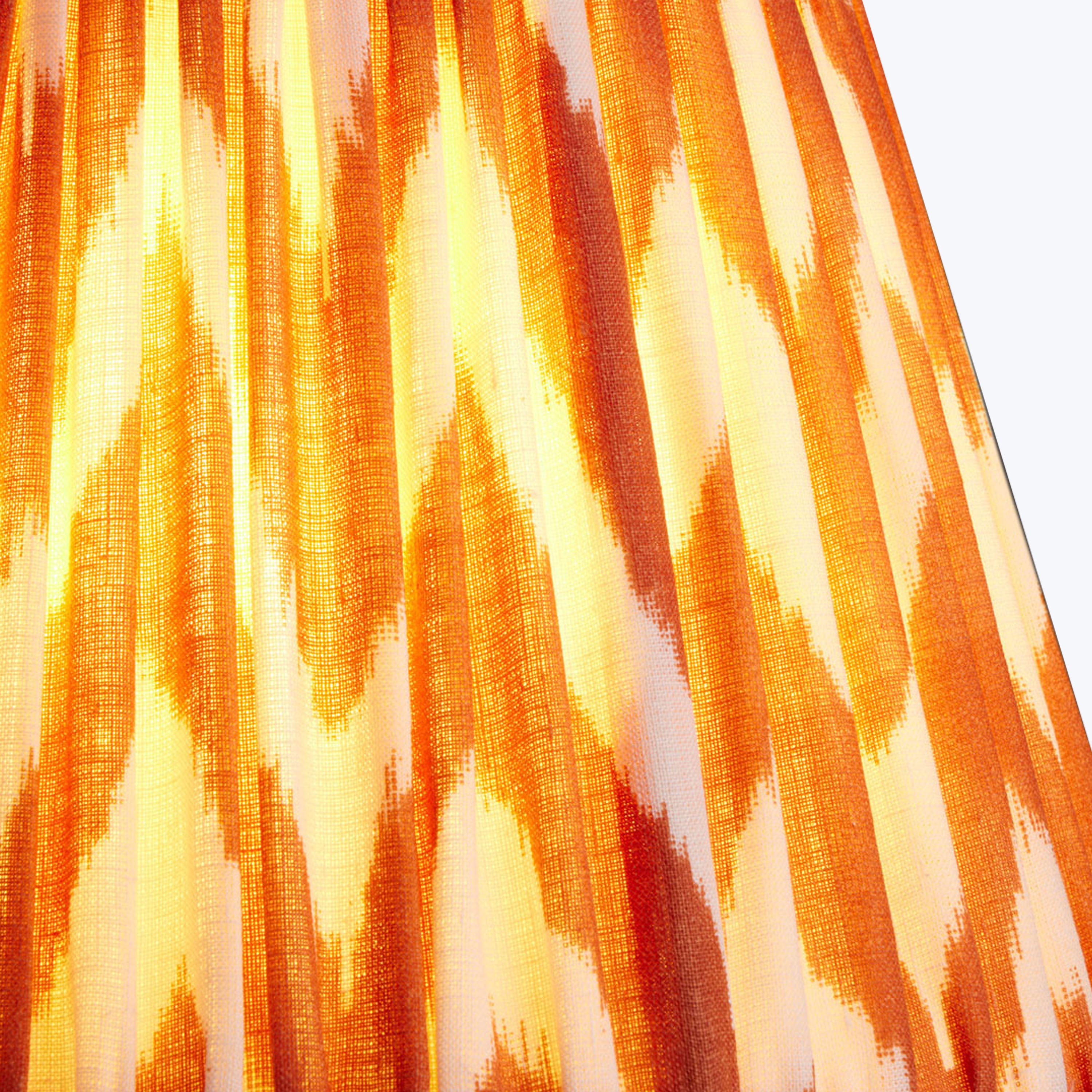 6" Cordless Lamp Empire Linen Shade Orange Zig Zag Ikat