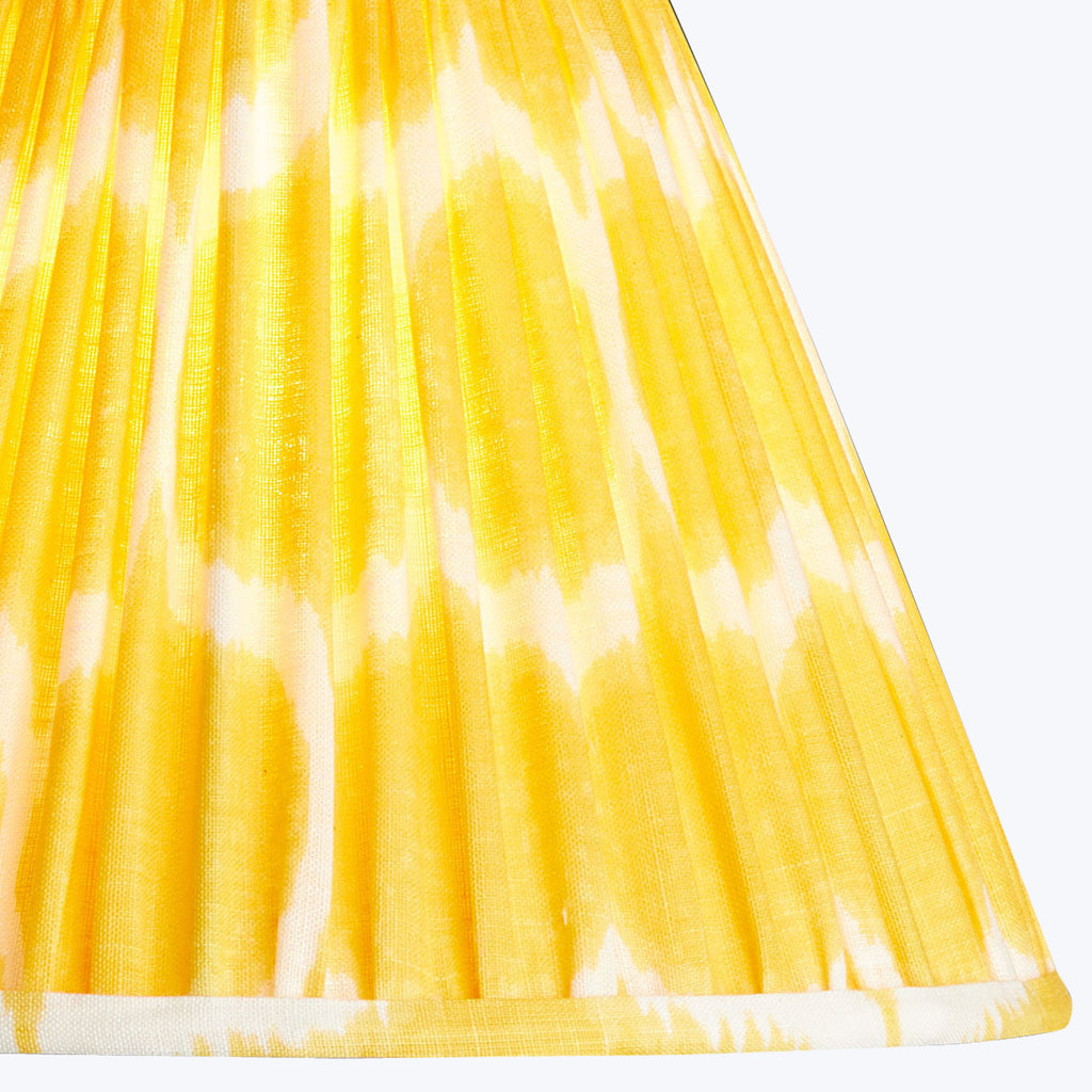 6" Cordless Lamp Empire Linen Shade Yellow Yoda Ikat