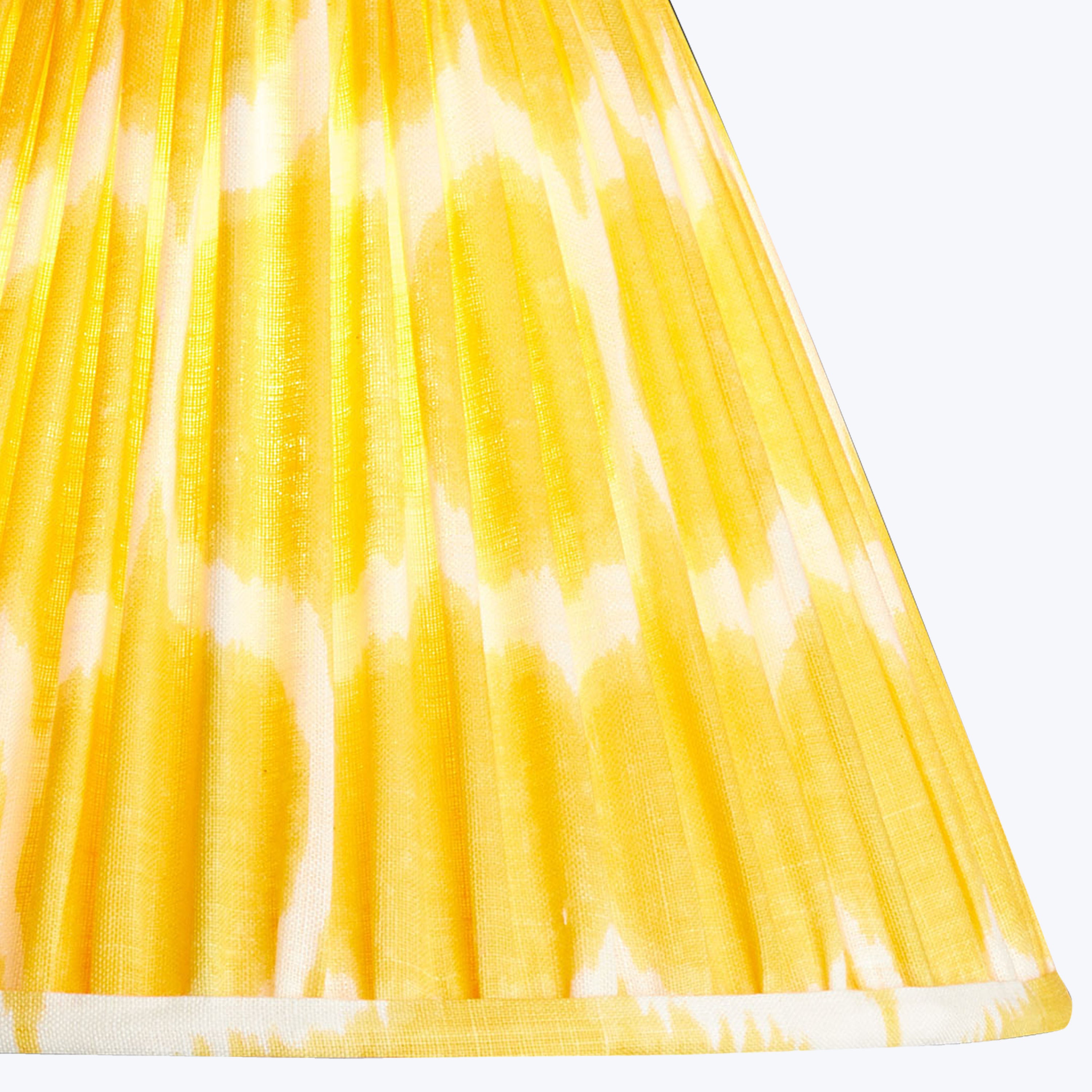 6" Cordless Lamp Empire Linen Shade Yellow Yoda Ikat