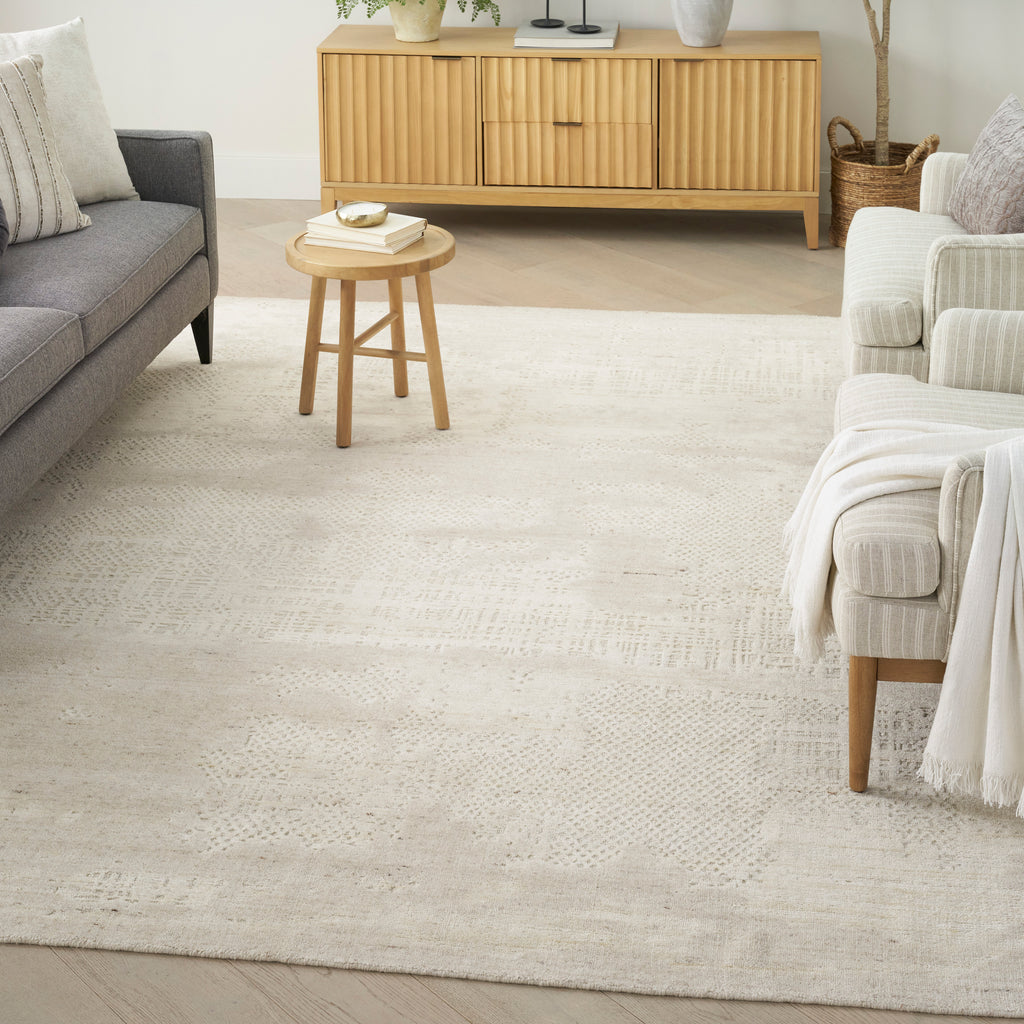 Ivory Contemporary Wool Blend Rug 10' x 14'