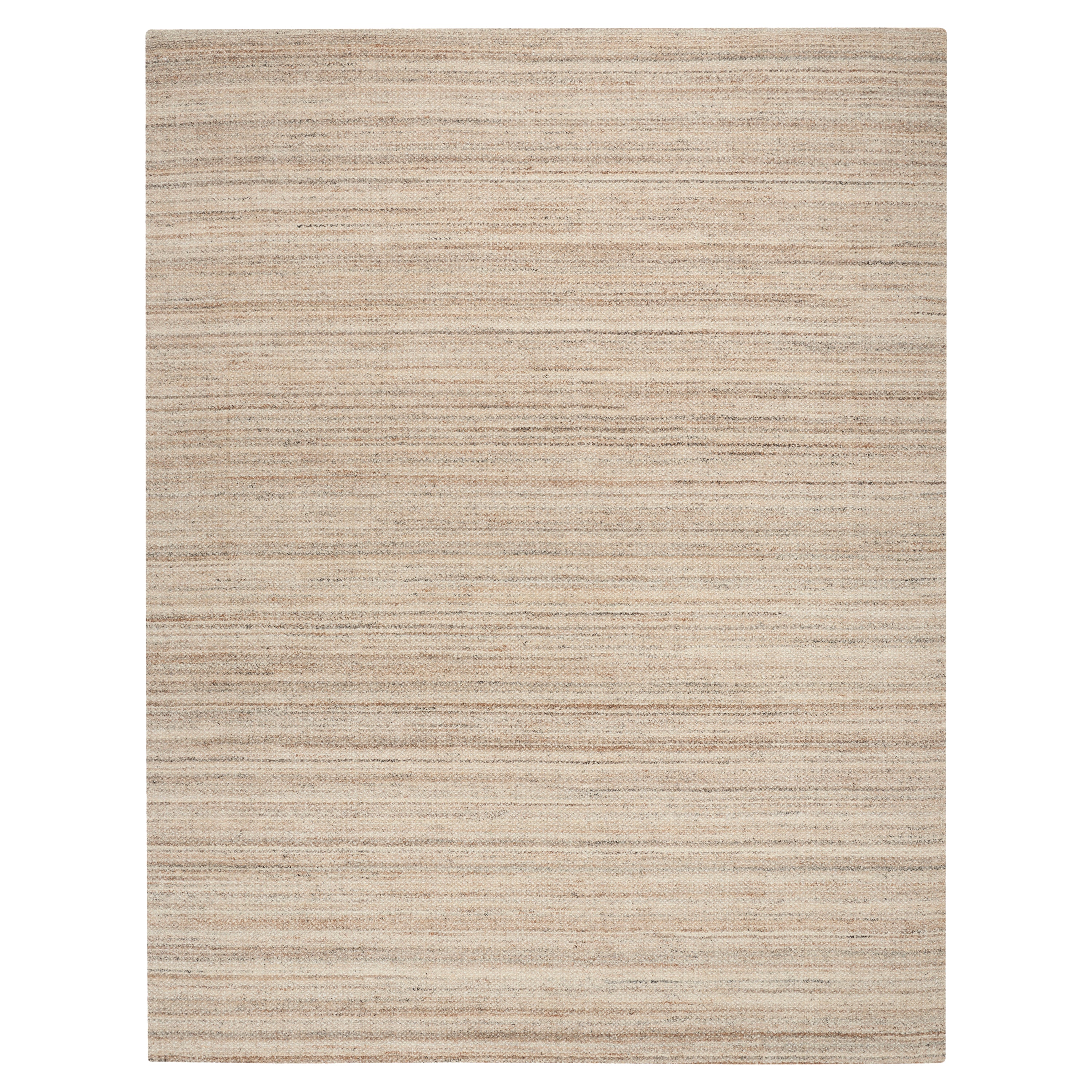 Ivory Grey Wool Polyester Blend Rug 8' x 10'