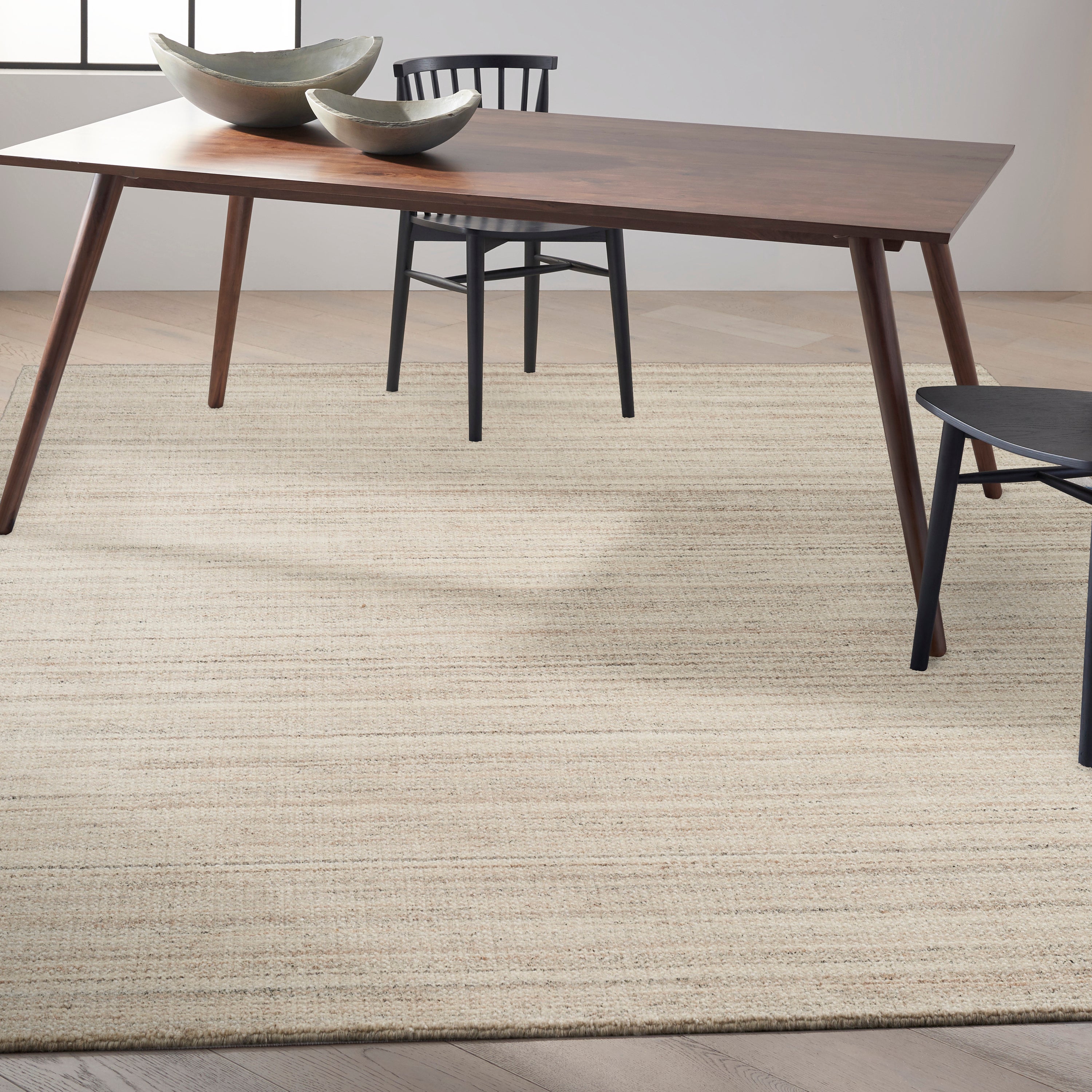 Ivory Grey Wool Polyester Blend Rug 10' x 14'