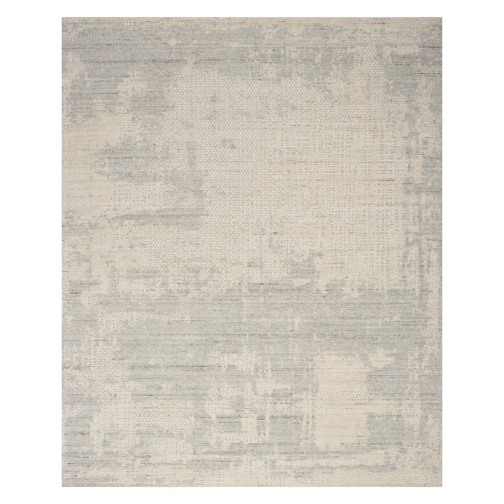 Ivory Grey Contemporary Wool Blend Rug 10' x 14'