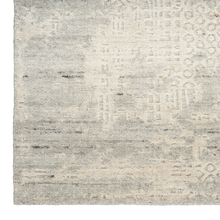 Ivory Grey Contemporary Wool Blend Rug 10' x 14'