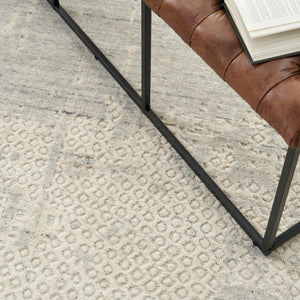 Ivory Grey Contemporary Wool Blend Rug 10' x 14' - hover