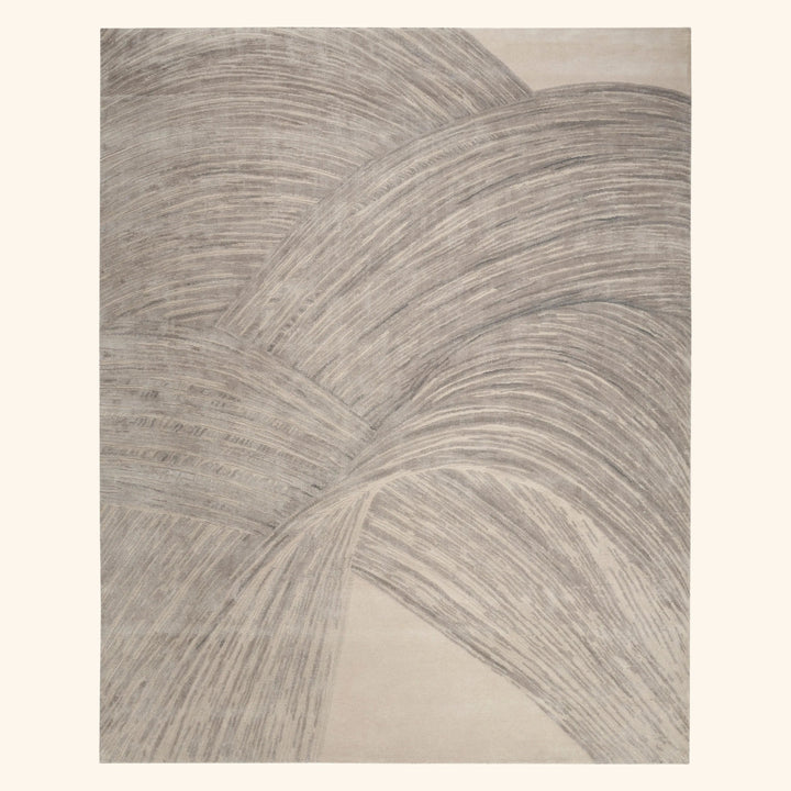 Sand Silver Contemporary Wool Silk Blend Rug 8' x 10'
