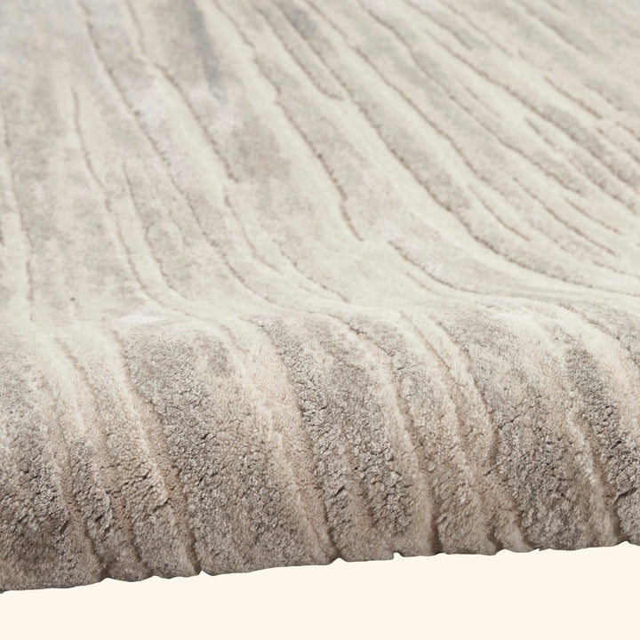 Sand Silver Contemporary Wool Silk Blend Rug 9' x 12'