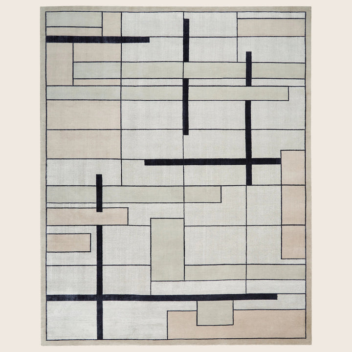 Grey Contemporary Wool Silk Blend Rug 8' x 10'