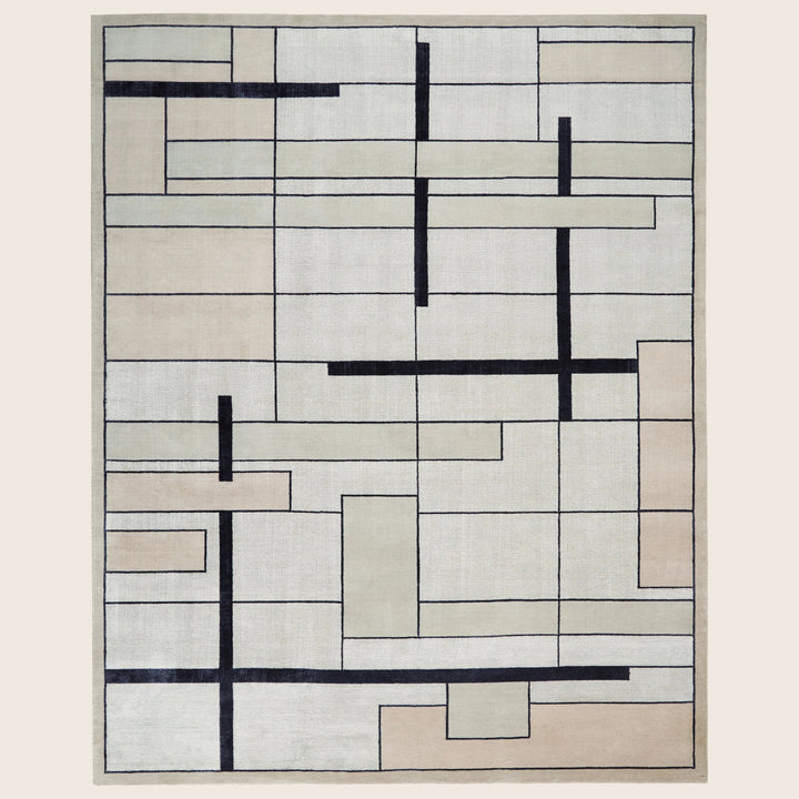 Grey Contemporary Wool Silk Blend Rug 9' x 12'