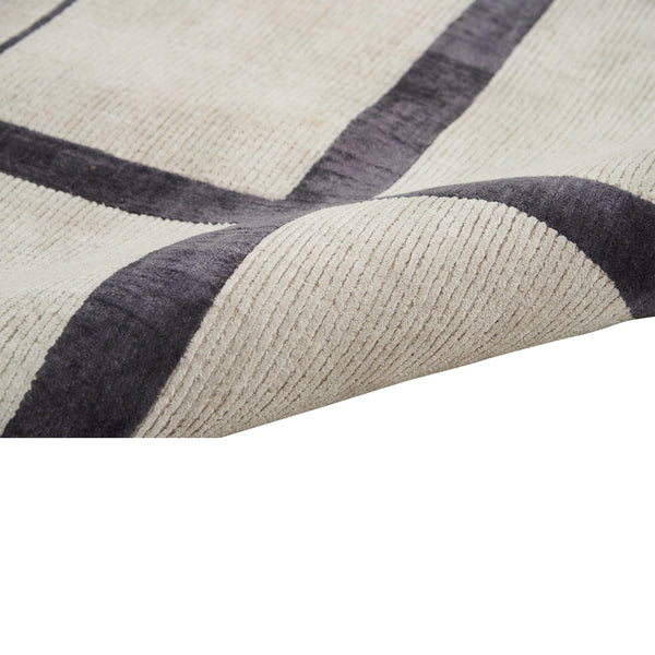 Grey Contemporary Wool Silk Blend Rug 9' x 12'