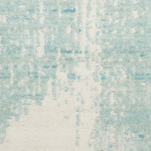 Ivory Aqua Contemporary Wool Blend Rug 10' x 14' - hover