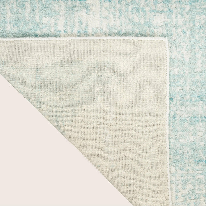 Ivory Aqua Contemporary Wool Blend Rug 10' x 14'