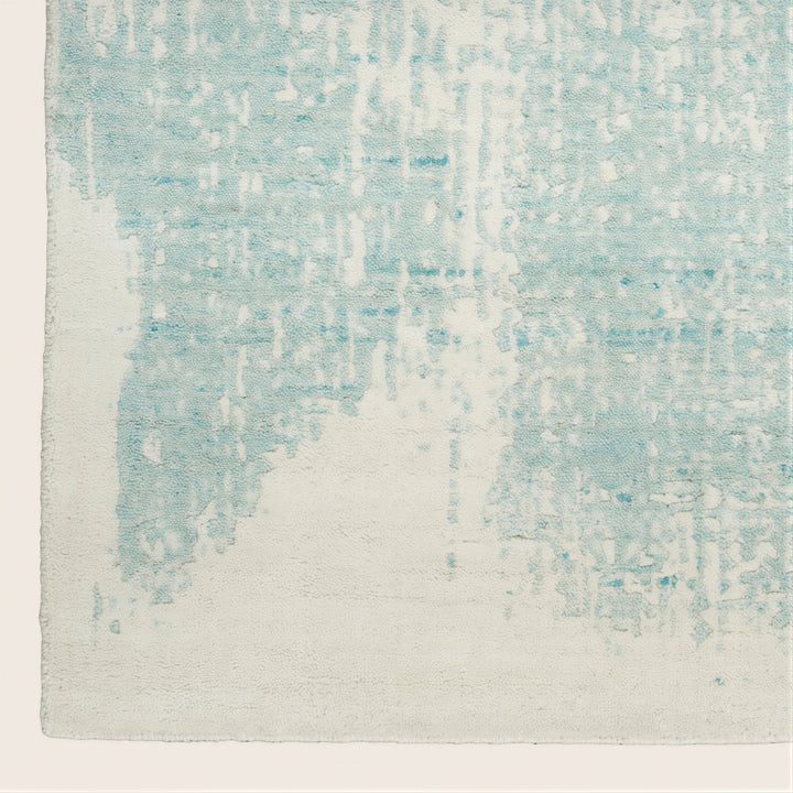 Ivory Aqua Contemporary Wool Blend Rug 10' x 14'