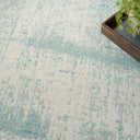 Ivory Aqua Contemporary Wool Blend Rug 10' x 14'