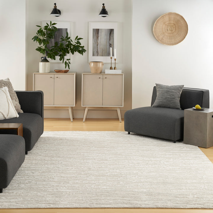 Ivory Contemporary Wool Luxcelle Blend Rug 10' x 14'