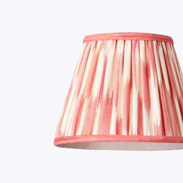 7" Pendant Lamp Silk Shade Atlas Ikat Coral And Cream