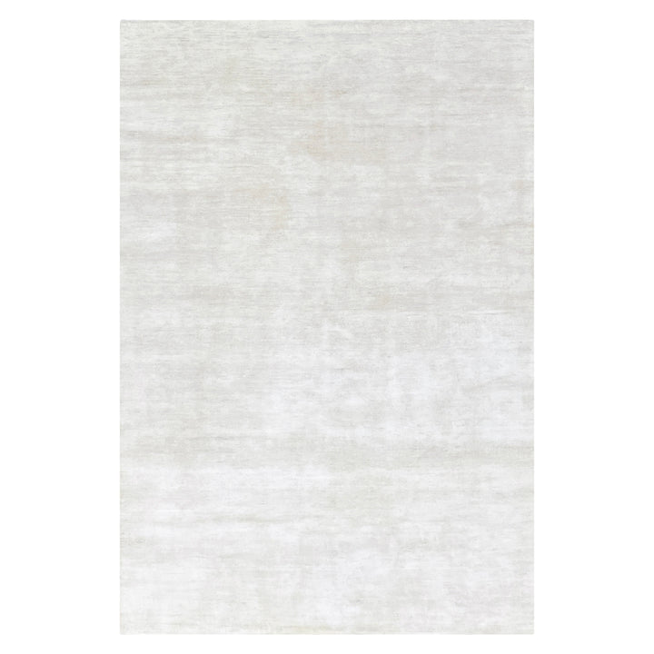 Ivory Solid Wool Silk Blend Rug - 6' x 9'