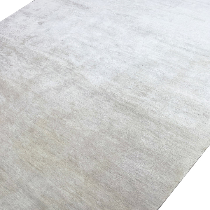 Ivory Solid Wool Silk Blend Rug - 6' x 9'