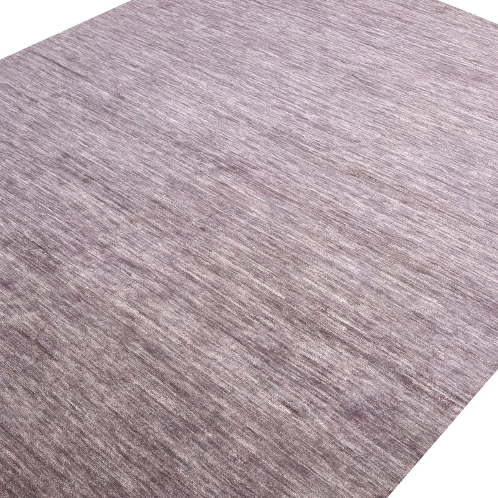 Purple Solid Wool Silk Blend Rug - 6' x 9'
