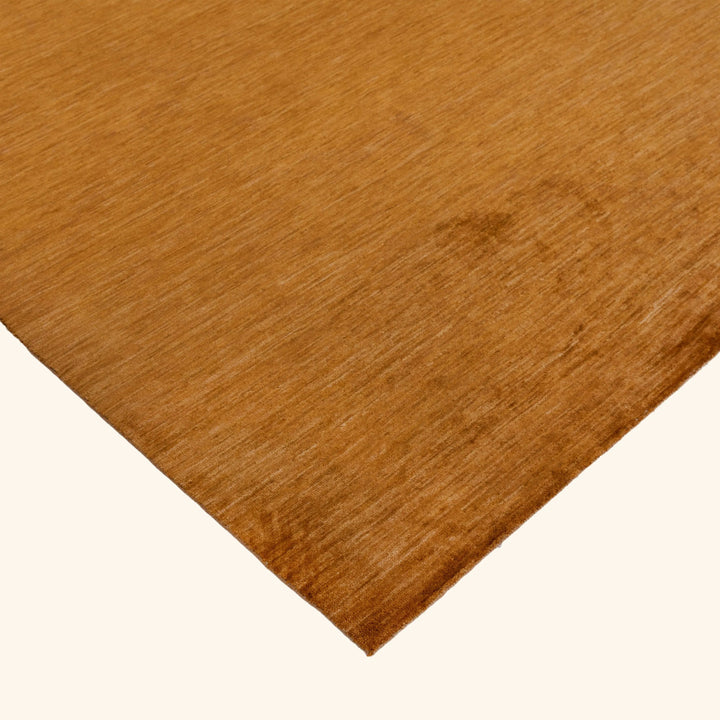 Camel Solid Wool Silk Blend Rug - 6' x 9'