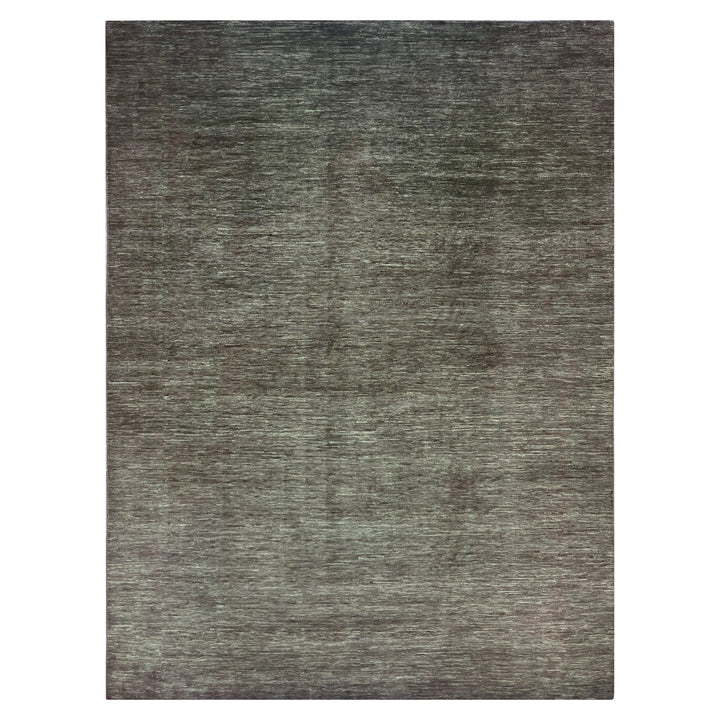 Green Solid Wool Silk Blend Rug - 9' x 12'