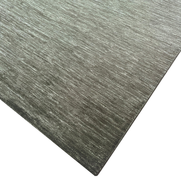 Green Solid Wool Silk Blend Rug - 9' x 12'