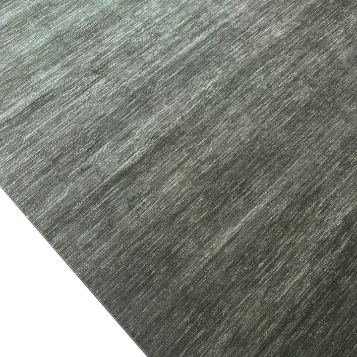 Green Solid Wool Silk Blend Rug - 6' x 9'