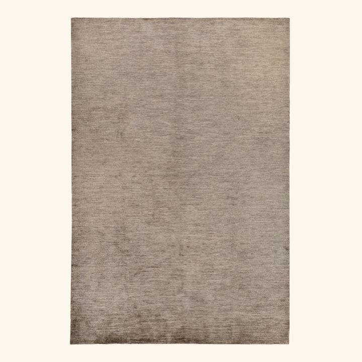 Silver Solid Wool Silk Blend Rug - 6' x 9'