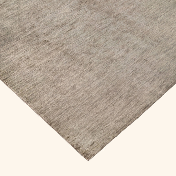 Silver Solid Wool Silk Blend Rug - 6' x 9'