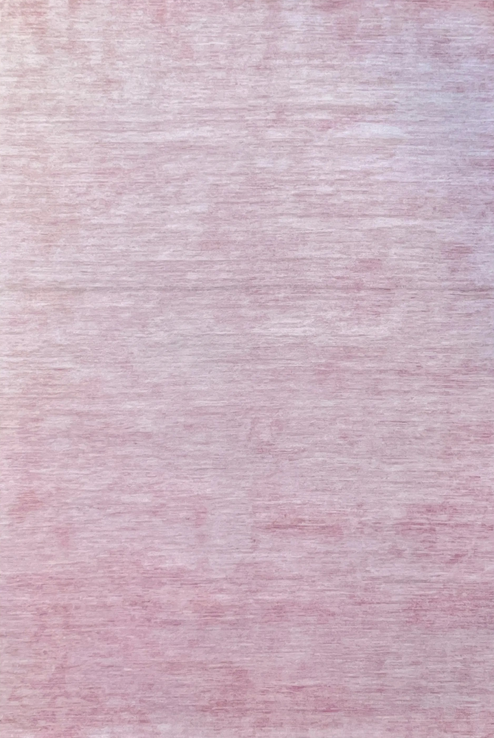 Pink Solid Wool Silk Blend Rug - 6' x 9'