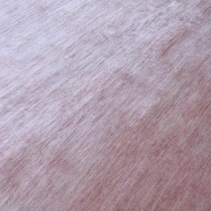 Pink Solid Wool Silk Blend Rug - 6' x 9'