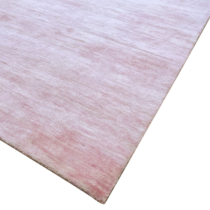 Pink Solid Wool Silk Blend Rug - 6' x 9'