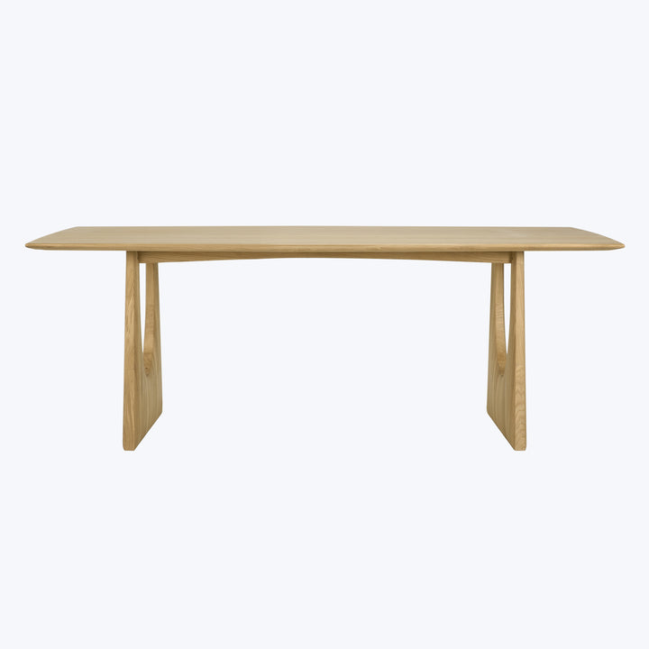 Oak Geometric Rectangular Dining Table Natural / 87"