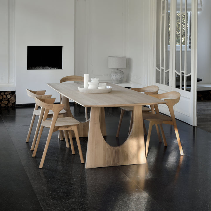 Oak Geometric Rectangular Dining Table Natural / 87"