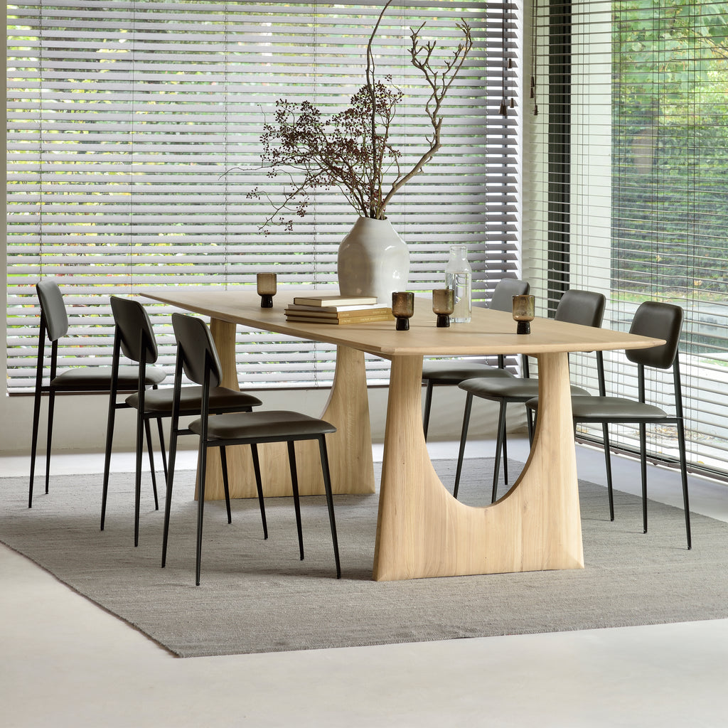 Oak Geometric Rectangular Dining Table Natural / 98"